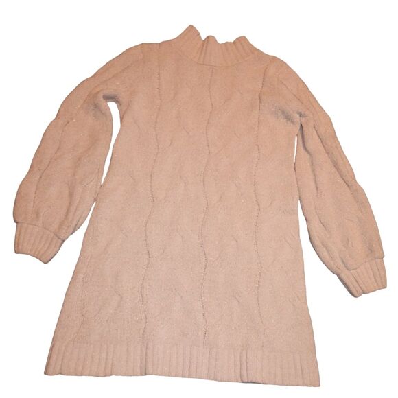 CAT & JACK girls medium 7/8 light pastel pink plush soft mock neck sweater tunic - Picture 1 of 11